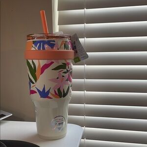 Floral Insulated Water Bottle with Straw